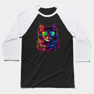 Cat DJ Hype Baseball T-Shirt